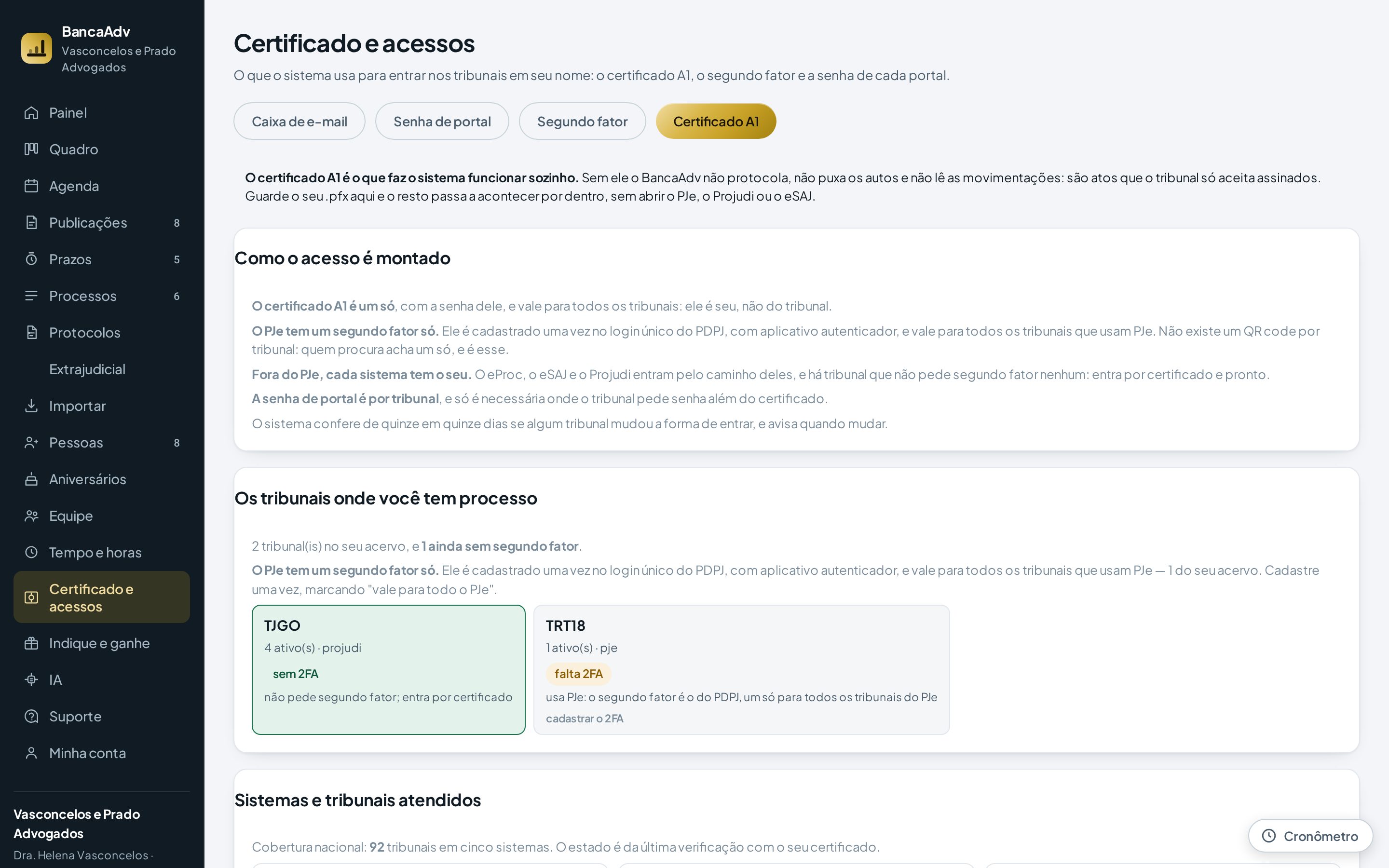 Certificado e acessos no BancaAdv