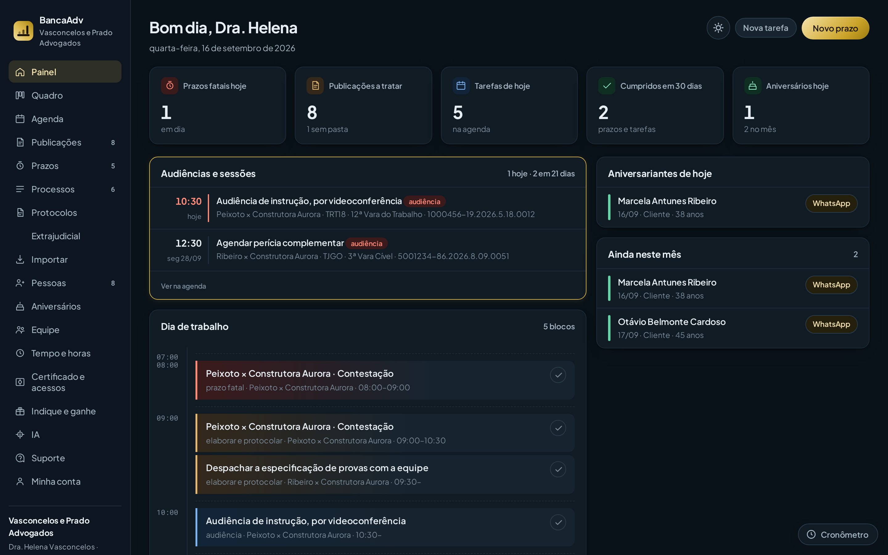 Fundo escuro no BancaAdv