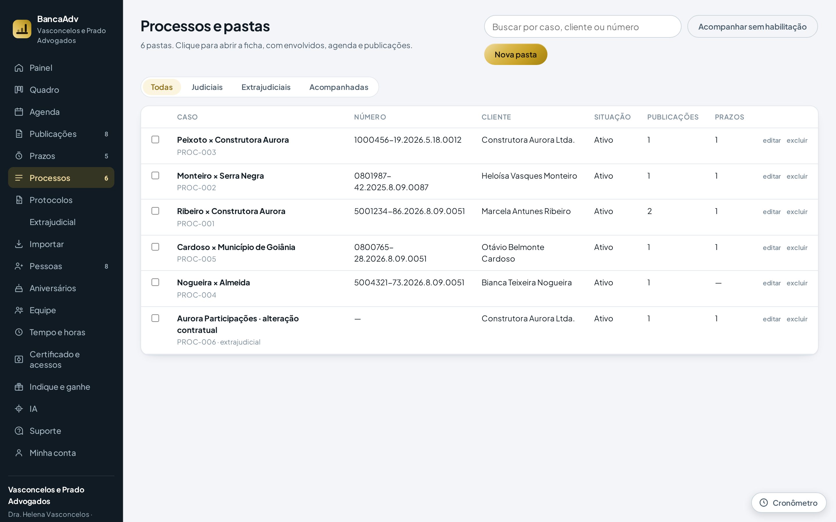Processos no BancaAdv